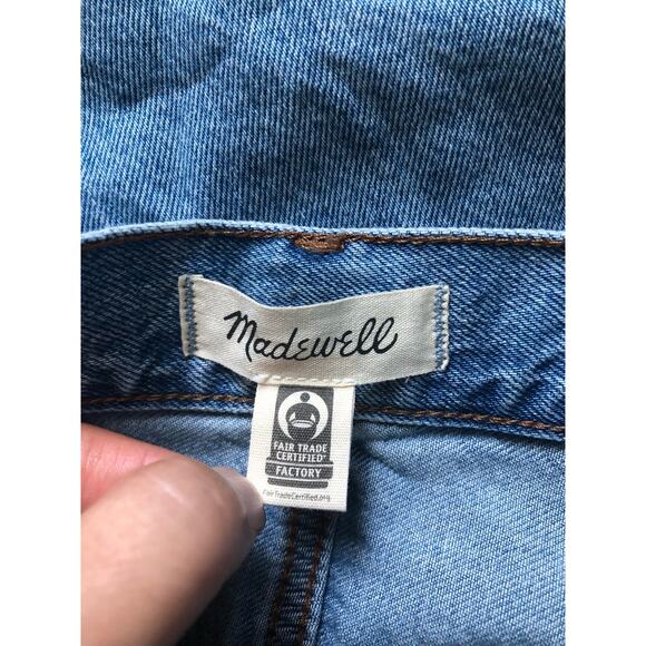 New Madewell Petite Baggy Straight Jeans in Seebald Wash Raw Hem Blue Size 33P - Picture 10 of 16